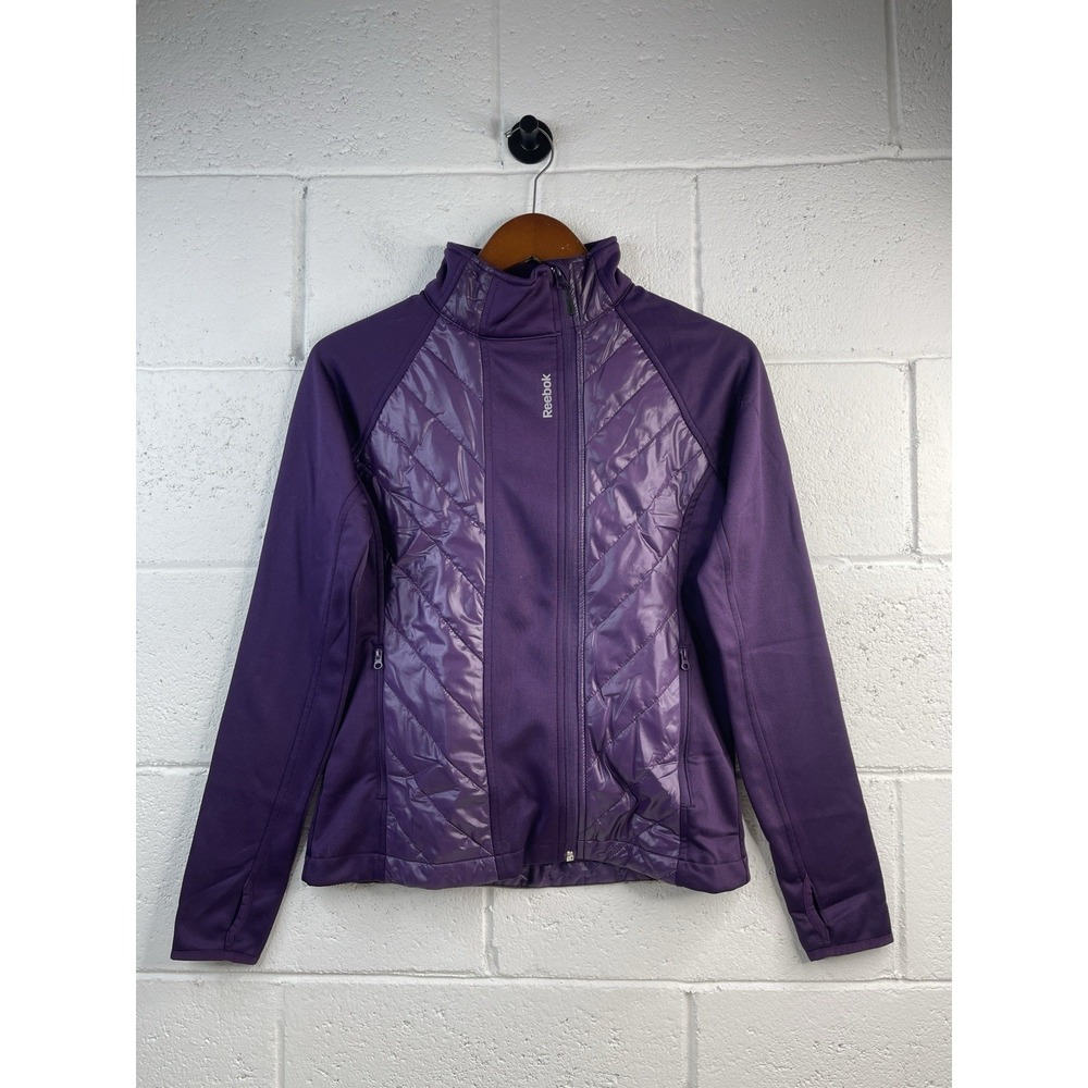 Reebok Sport Jacket Women's Size S Purple Quilted Frot Panel Zip Up Closure EUC‎